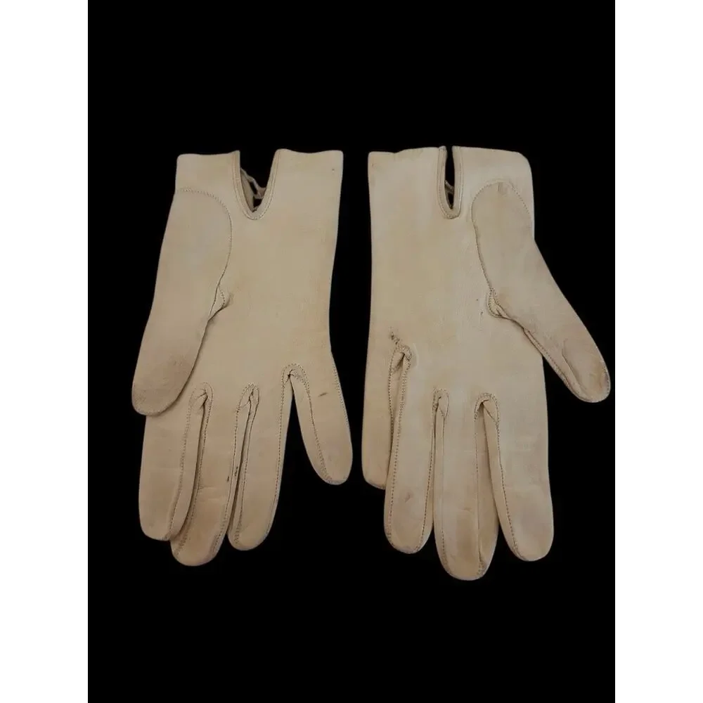 Vintage Unbranded Ivory Sz. 6.5 & Brown Sz. 6.5 Leather Gloves Made In Italy